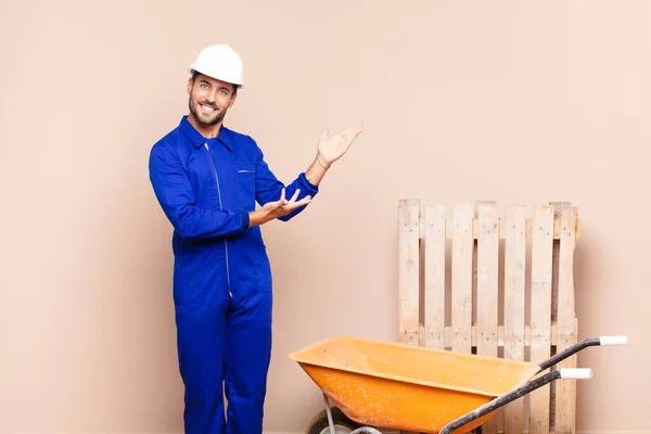 Young Man Smiling Proudly Confidently Feeling Happy Satisfied Showing Concept — Stock Photo, Image