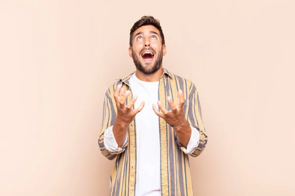 Young Man Looking Desperate Frustrated Stressed Unhappy Annoyed Shouting Screaming — Stock Photo, Image