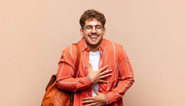 Young Man Laughing Out Loud Some Hilarious Joke Feeling Happy — Stock Photo, Image