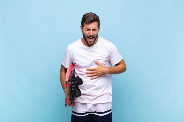 Young Man Laughing Out Loud Some Hilarious Joke Feeling Happy — Stock Photo, Image