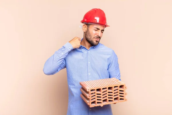 Jeune Homme Sentant Stressé Anxieux Fatigué Frustré Tirant Col Chemise — Photo