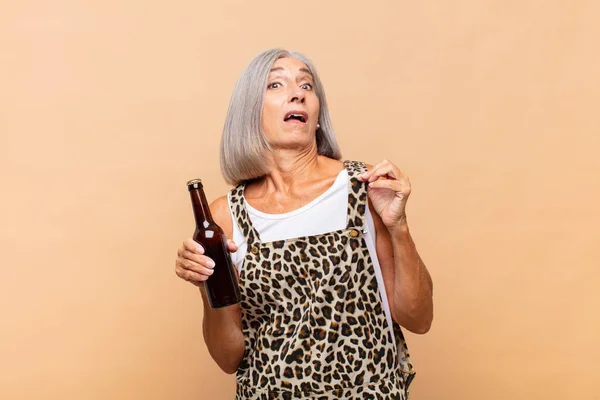 Middle Age Woman Looking Arrogant Successful Positive Proud Pointing Self — Stock Photo, Image