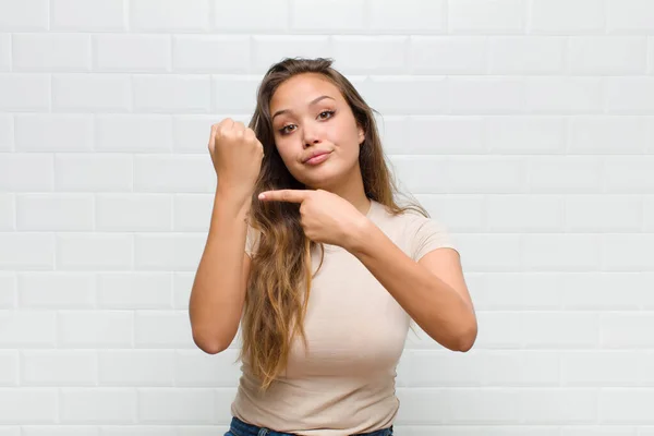 Looking Impatient Angry Pointing Watch Asking Punctuality Wants Time — Stock Photo, Image