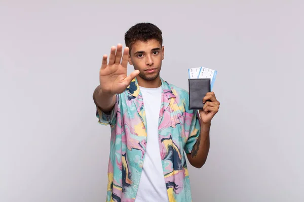 Young South American Man Looking Serious Stern Displeased Angry Showing — Stock fotografie