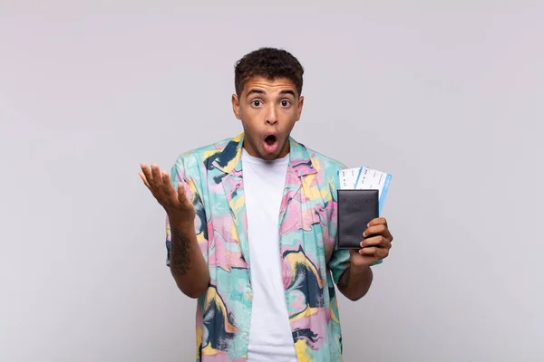 Young South American Man Feeling Extremely Shocked Surprised Anxious Panicking — Stock fotografie