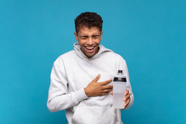 Young Man Laughing Out Loud Some Hilarious Joke Feeling Happy — Stockfoto