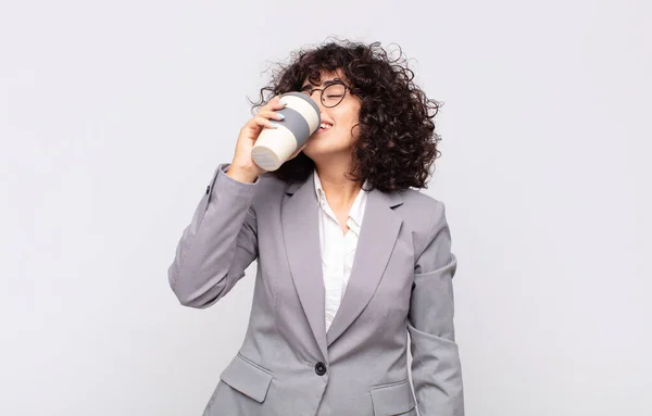 Arab Pretty Woman Take Away Coffee Businesswoman Concept — Stock Photo, Image