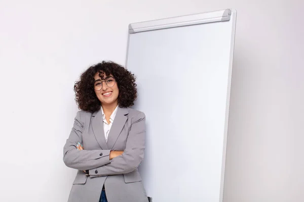 Arab Pretty Woman White Board Business Concept — Stock Photo, Image