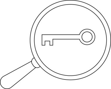 Büyüteç simgesi ve siyah çizgileri olan beyaz arkaplan simgesi.