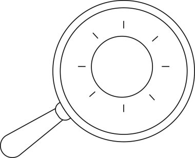 Büyüteç simgesi ve beyaz arkaplan ve siyah çizgili güneş simgesi
