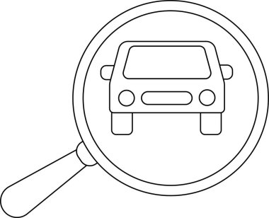 Büyüteç simgesi ve siyah çizgileri olan beyaz arkaplan simgesi.