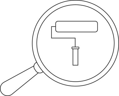 Büyüteç simgesi ve beyaz arkaplanlı boya silindiri simgesi. Siyah çizgileri var.