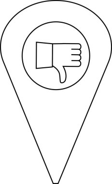 simge ve konum simgesinden hoşlanmayan beyaz arkaplan. Siyah çizgileri olan