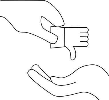 El simgesi, beyaz arkaplanlı, siyah çizgili, sevmediği şeyleri veriyor ve alıyor.