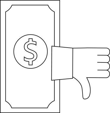 simge ve dolar simgesi gibi beyaz arkaplan ve siyah çizgiler.