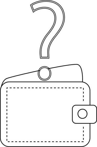 значок бумажника и знак вопроса с белым фоном.