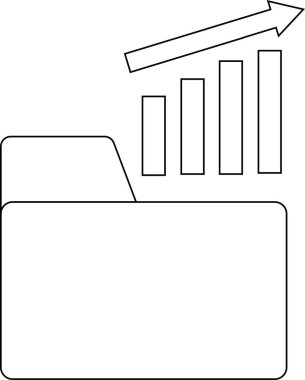 klasör simgesi ve yükselen grafik simgesi beyaz arkaplan.Siyah çizgilerle