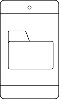 klasör simgesi ve akıllı telefon simgesi beyaz arkaplan. Siyah çizgili