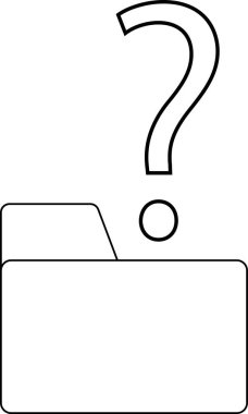 klasör simgesi ve soru işareti simgesi beyaz arkaplan. Siyah çizgiler