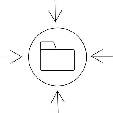klasör simgesi ve hedef simgesi beyaz arkaplan. Siyah çizgiler