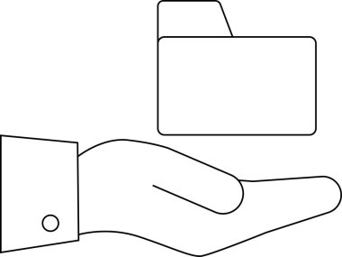 El simgesi beyaz arkaplanı olan siyah çizgileri olan bir klasör taşıyor.