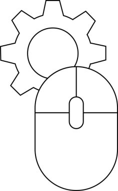 dişli simgesi ve beyaz arkaplanı olan fare simgesi. Siyah çizgileri olan