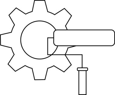 dişli simgesi ve beyaz arkaplanı olan boya silindiri simgesi. Siyah çizgileri var.