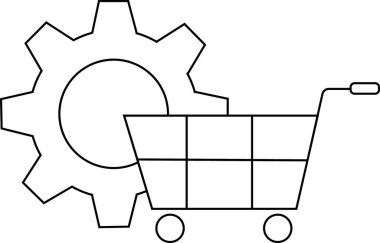 dişli simgesi ve tramvay simgesi siyah çizgileri olan beyaz arkaplan