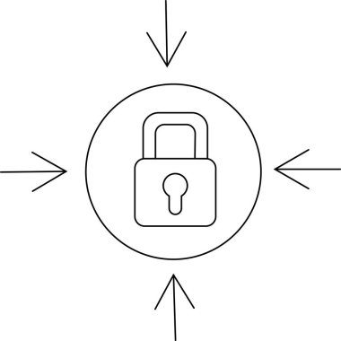 Hedef asma kilit simgesi beyaz arka planda. Siyah çizgileri var.