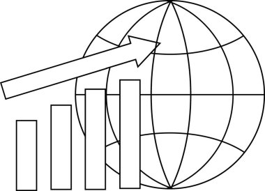 Siyah çizgileri olan beyaz arkaplan simgesi ve yükselen grafik simgesi