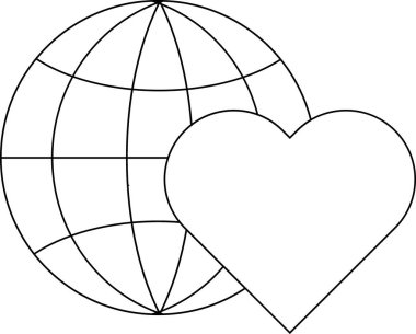 beyaz arkaplanlı aşk simgesi. Siyah çizgili.