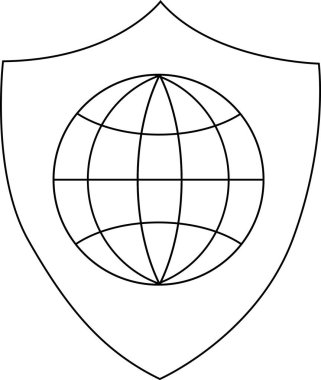 Siyah çizgileri olan beyaz arkaplan simgesi ve kalkan simgesi