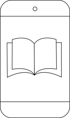 Akıllı telefon simgesi ve siyah çizgileri olan beyaz arkaplan simgesi.