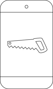 Akıllı Telefon simgesi ve siyah çizgileri olan beyaz arkaplan simgesi