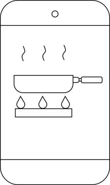Akıllı telefon simgesi ve siyah çizgileri olan beyaz arkaplan simgesi.