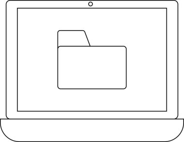 dizüstü bilgisayar simgesi ve dizin simgesi beyaz arkaplan. Siyah çizgileri var.