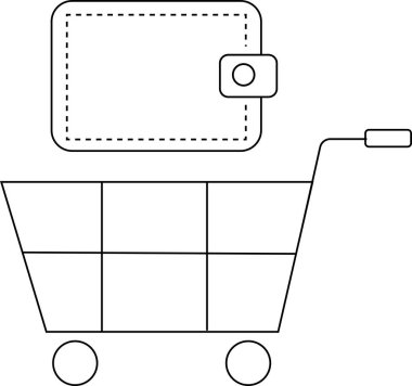 Tramvay simgesi ve cüzdan simgesi beyaz arka planda. Siyah çizgileri var.