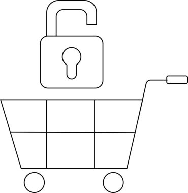 Tramvay simgesi ve siyah çizgileri olan beyaz arkaplanı olan asma kilit simgesi aç
