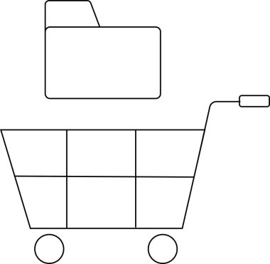 Araba simgesi ve klasör simgesi beyaz arkaplan. Siyah çizgileri var.