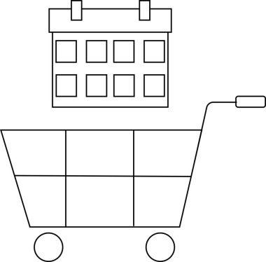 Araba simgesi ve takvim simgesi beyaz arkaplan. Siyah çizgileri var.