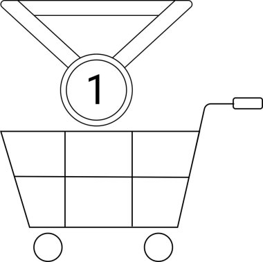Tramvay ikonu ve siyah çizgileri olan beyaz arkaplan kolye ikonu.