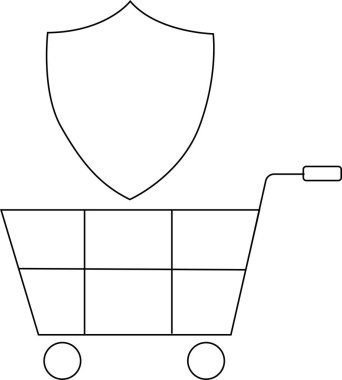 Tramvay simgesi ve kalkan simgesi beyaz arkaplan. Siyah çizgileri var.