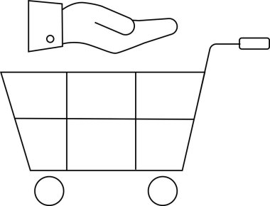 Tramvay simgesi ve el simgesi beyaz arkaplan ve siyah çizgilerle soruyor.