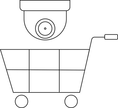 Tramvay simgesi ve siyah çizgili CCTV simgesi. Beyaz arkaplan