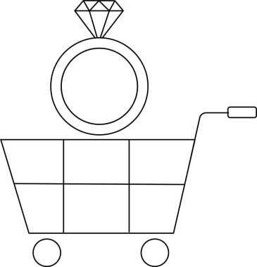 Tramvay simgesi ve siyah çizgili elmas yüzük simgesi. Beyaz arkaplan