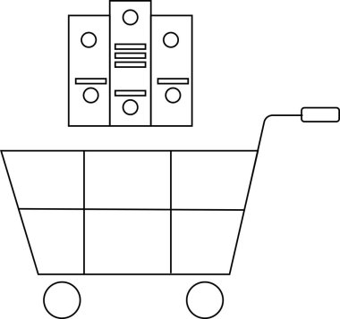 Tramvay simgesi ve belge simgesi beyaz arkaplan. Siyah çizgiler