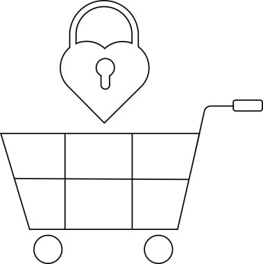 Tramvay simgesi ve siyah çizgileri olan beyaz arka planlı asma kilit simgesi.