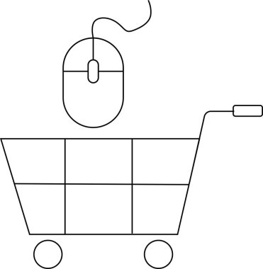 Tramvay simgesi ve fare simgesi beyaz arkaplan. Siyah çizgileri var.