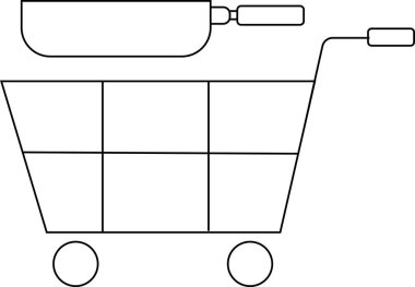 Tramvay simgesi ve pan simgesi beyaz arkaplan. Siyah çizgileri var.