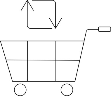 Araba simgesi ve repost simgesi beyaz arkaplan. Siyah çizgileri var.